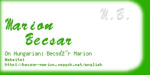marion becsar business card